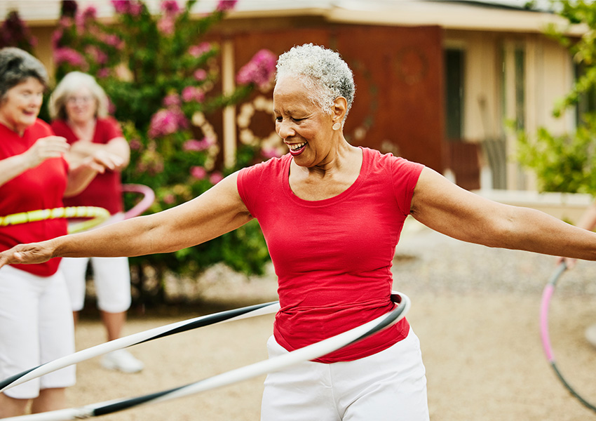 Woman hula hooping