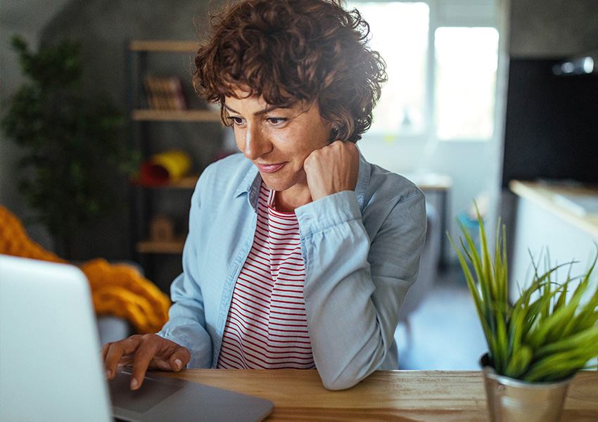 Woman taking a health risk assessment